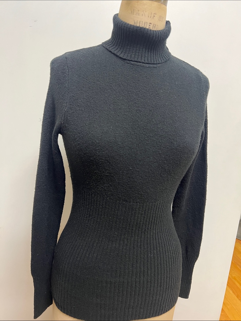 Moda International Black Ribbed Turtleneck Sweater